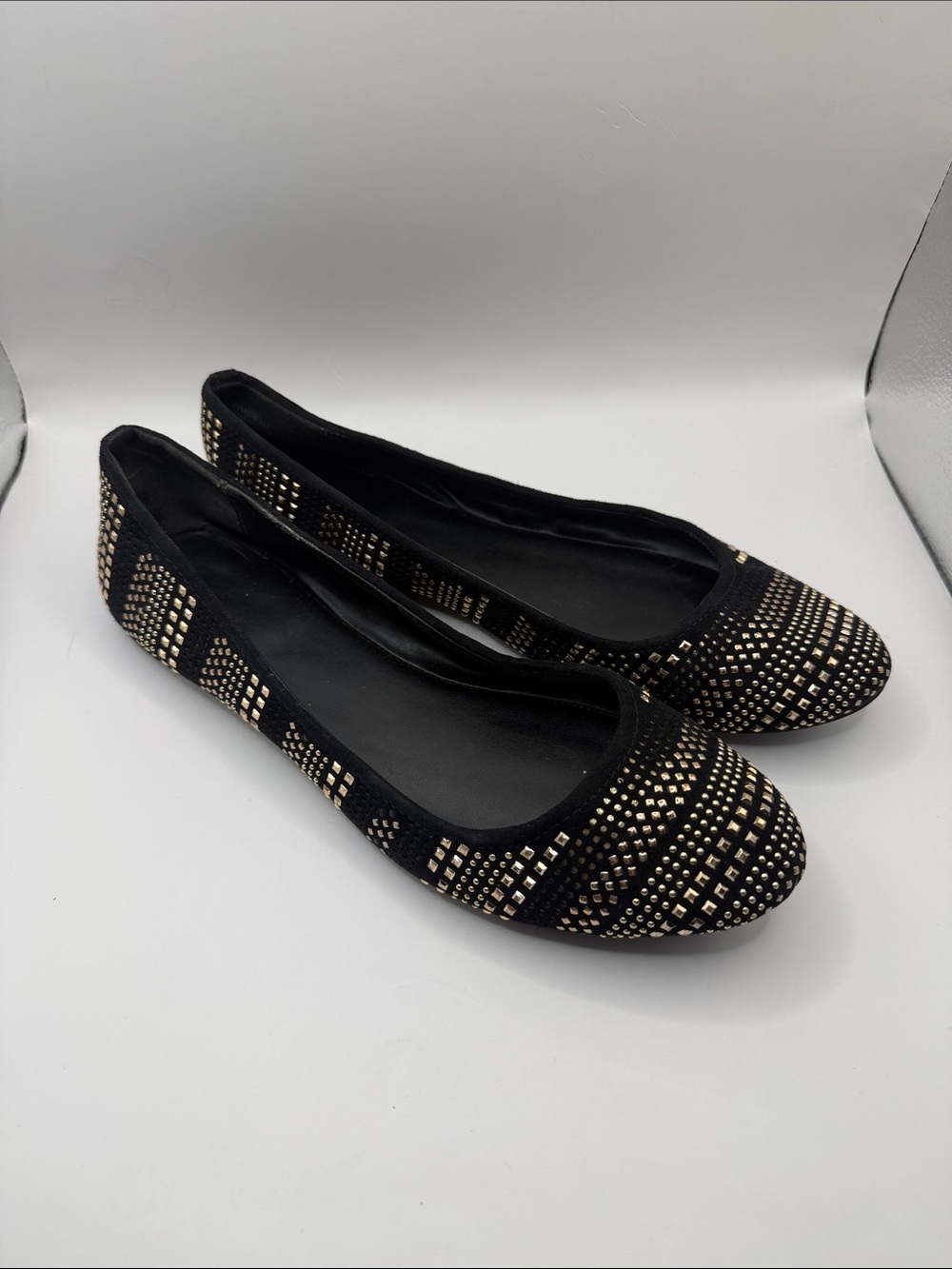 Black Studded Women's Ballet Flats